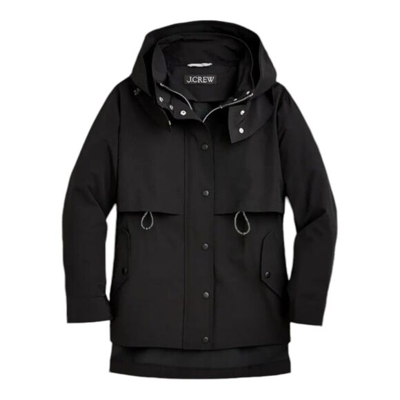 J Crew Rain Jacket XXL Tall Perfect Black Hooded Water Resistant Travel - Picture 16 of 16